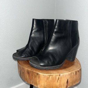 Timberland peep toe healed booties